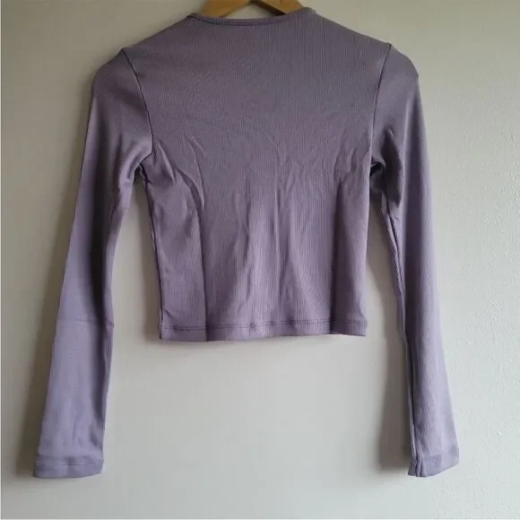 Outdoor Voices, CozyRib Cropped Cardigan, Earl Grey, Size Small - Picture 6 of 7